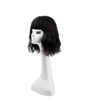 REECHO 12 Inch Synthetic Hair Topper with Bangs - Deep Brown Wavy Hair Extension for Women - Buy Online on GoSupps.com