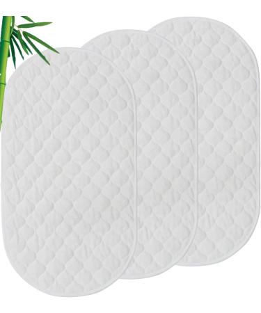 Nicoone Waterproof Changing Mat Liners Quilted 3PCS Bamboo Terry Surface Diaper Changing Pad Liner Washable Reusable Diaper Changing Liners for Home Outdoor Travel White - Oval