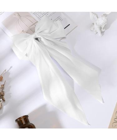 Satin Hair Bow for Women - Large Barrette Ribbon for Girls - White Silk Hair Clip Accessory - Buy Online on GoSupps.com