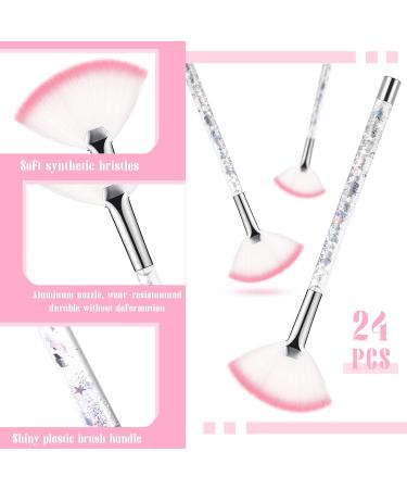 24 Pcs Fan Brushes: Slim Soft Facial Applicators with Quicksand Handle - Multi-Use Makeup Tools for Peel Mask & Blush - Includes Pouch Case - Buy Online on GoSupps.com