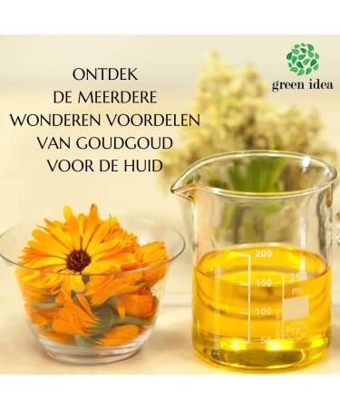 Green Idea Marigold Oil 100ml - Natural Calendula Oil for Scars Burns & Stretch Marks - Perfect for Face Hands & Body Care - Buy Online on GoSupps.com