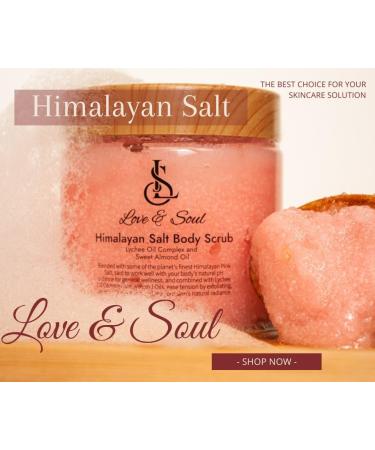 Love&Soul Himalayan Salt Body Scrub | Exfoliating Body Scrub Body Exfoliator and Foot Scrub with Almond Oil and Lychee Oil for Skin Care - Beauty Products for All Skin Types-283g - Buy Online on GoSupps.com