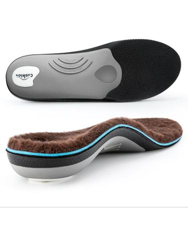 VALSOLE Thick Warm Wool Insoles for Men Women Orthotic Insole Arch SupportFor Insole Plantar FasciitisInsole for OverPronation Flat Feet Metatarsalgia Heel Pain Fleece Thermal Insoles (Brown) UK-12-30.5cm Brown