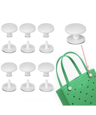 6 Sets Replacement Rivets for Beach Bag Handles Repair Replacement Rivets Button Strap Compatible for Bogstyle Rubber Beach Tote Bag White