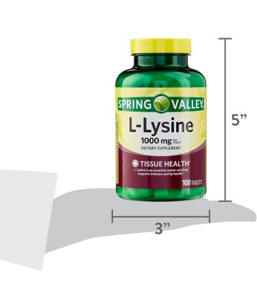 Lysine Supplement 1000mg - L-Lysine 100 Tablets | Immune Support Skin Health & Collagen Production | Gluten-Free Amino Acid - Spring Valley - Buy Online on GoSupps.com