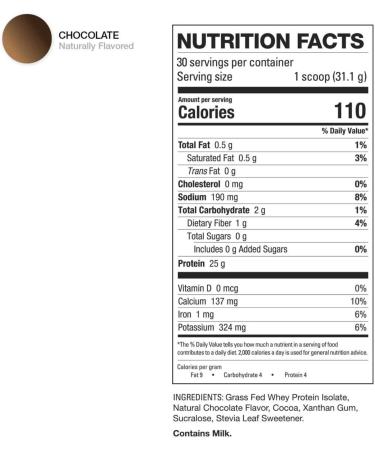 HD Muscle ProHD Protein - 100% Grass Fed Whey Isolate | 25g Protein 110 Calories Zero Fillers | 30 Servings (Chocolate) - International Shipping Available - Buy Online on GoSupps.com