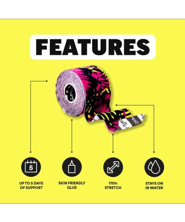 Pack of 3 Rolls - SPORTTAPE Kinesiology Tape - 5m Roll - Black | Physio & Sports Injury Muscle Tape for Shoulder Knee Ankle Shin Splints Support. Waterproof & Hyopallergenic Kinetic Sports Tape Black 3 Rolls - Buy Online on GoSupps.com