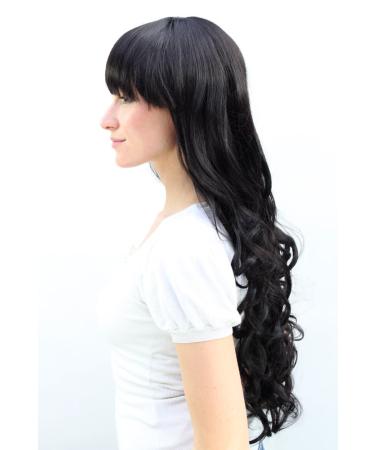 WIG ME UP 3116-2 Black Long Curly Wig with Straight Bangs - Premium Quality Fashion Wig for Women - Buy Online on GoSupps.com