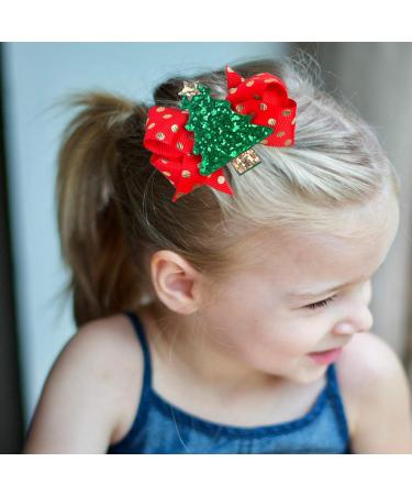 5 Pcs Christmas Sequins Alligator Clips | Girls Hair Bows Barrettes | Santa, Christmas Tree & Elk Styles - Buy Online on GoSupps.com