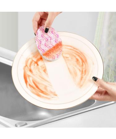 3-Pack Cleaning Kitchen Sponges Oval Pink Stripes Kitchen Cellulose Dishwashing Wood Pulp Cotton - Buy Online on GoSupps.com