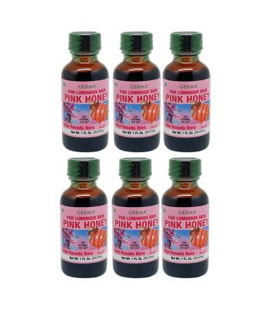 Germa Pink Honey Long-Lasting Astringent Throat Remedy and Emollient/Miel Rosada Bora Duradero Anti Arrugas Remedio y Humectante 1oz. Pack of 6