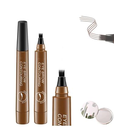 Lumierez Micro Fork Tip Precise Brow Pen 4 Tipped Precise Brow Pen Waterproof Micro Fork Tip Eyebrow Precise Brow Pen (Light brown)