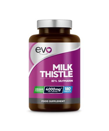 Milk Thistle Tablets - High Strength 4000mg Supplement - 180 Tablets (3-Month Supply) - 80% Silymarin - Vegan - Liver Support - Made in UK