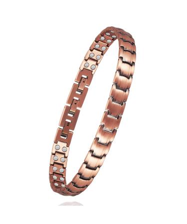 Copper Anklet Bracelet for Women 99% Pure Copper Adjustable Double Row Magnets Anklet Copper Jewelry Gift (0001W)