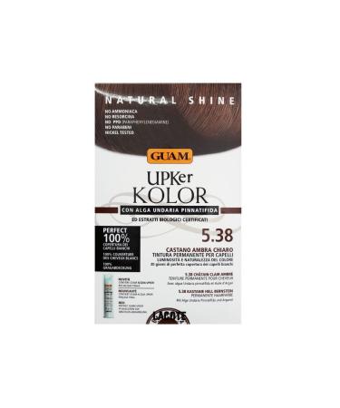 Guam UPker Kolor Natural Permanent Hair Colour with Undaria Seaweed and Organic Extracts Ammonia-Free Colour Made in Italy Shade 5.38 Light Amber Brown
