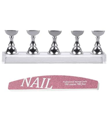 Nail Tips Practice Holder Fingernails Display Stand Holder for Nail Tips Practice Nail Display Stand Press On Nails Holder Nail Practice Stand Nail Stand for Press On Nails Display Silver