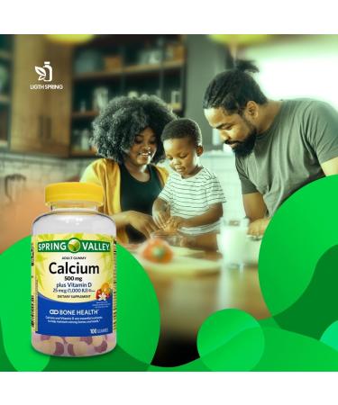 Calcium Plus Vitamin D Adult Gummies 500mg 1000 IU Assorted Flavors 100 Ct (2 Pack) Bundle with Exclusive Vitamins & Minerals - A to Z - Better Light&Spring Guide (3 Items) - Buy Online on GoSupps.com
