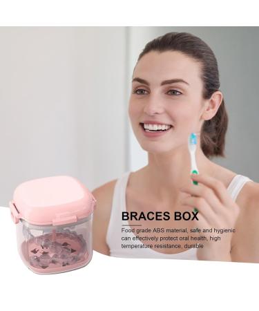 Aligner Etui - Hierarchical Hollowed-Out Container with Mirror Brush | Food-Grade Transparent Mouth Protection Case for Oral Care & Night Use - HMLTD Pink - Buy Online on GoSupps.com