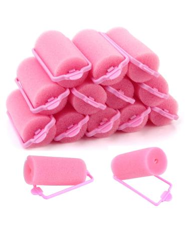 wordmouk 32 Pieces Foam Sponge Hair Rollers Pink Hair Rollers Soft Sponge Curlers DIY Hair Styling Hairdressing Tools for Women and Kids (30 mm) Pink 32 Count (Pack of 1)