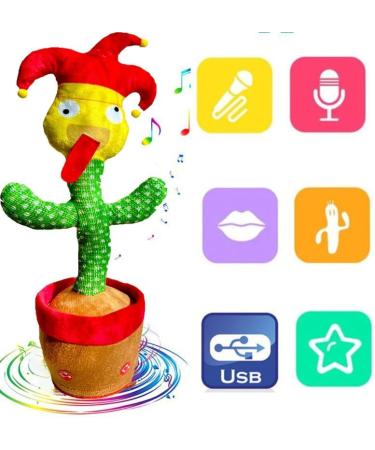 Dancing Cactus Toy - Interactive Plush Singing Cactus Repeats & Dances - USB Rechargeable - Fun Christmas Decor Piece - Buy Online on GoSupps.com