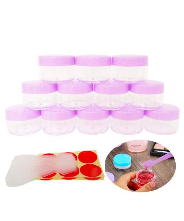 Greatforu 12 pieces 15 grams of jaws empty with lid transparent sampling cosmetic container 15ml plastic pot for cosmetic box cream lip balm and lotion free 12 pieces mini spatulas labels