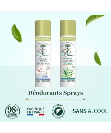 LE PETIT OLIVIER - Freshness Deodorant - Aloe Vera - Proven Effectiveness 24 hours - Alcohol-Free - Anti-Traces - 98% Natural Origin - Skin-Friendly - Made in France - 75 ml - Buy Online on GoSupps.com