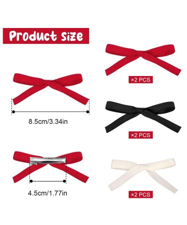 6 Pcs Cute Bow Tie Hair Clips - Solid Color Hair Accessories for Women & Girls (Red White Black) | International Shipping - Buy Online on GoSupps.com