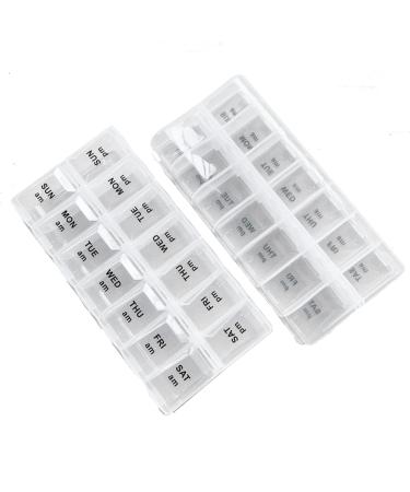 2 Pack OPP Clear Daily Pill Box Organizer Weekly Pill Organizer 2 Times a Day for Pills Supplements and Medication Am Pm Pill Organizer 7 Day Pill Box 7 Day - 6.69 x 3.15 x 0.98 inch Big