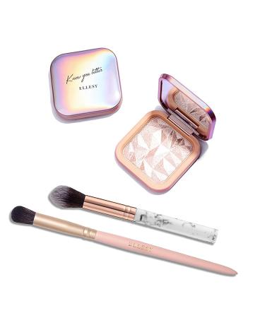 Champagne Gold Highlighter Palette with Brush - Shimmer & Glitter Contouring and Illuminator Makeup Kit - Buy Online on GoSupps.com