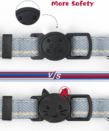 Tagme Cat Collars with Names & Phone Numbers | Safe Light Blue Plaid Kitten Neck Band with Bell | International Shipping Available - Buy Online on GoSupps.com