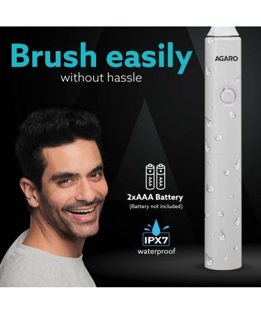 AGARO Cosmic Dlx Sonic Electric Toothbrush for Adults - Powerful Soft Nylon Bristles AAA Battery - White - International Shipping Available - Buy Online on GoSupps.com