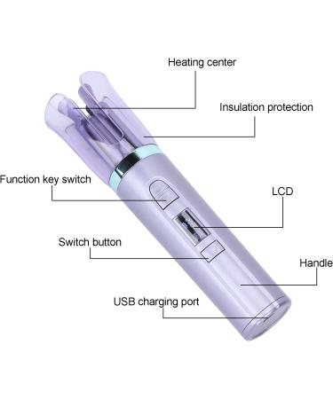Automatic Hair Curler Rotating Curling Iron with 6 Gears Heat Settings USB Cordless Intelligent Ceramic Hair Curling Iron Wand with LCD Display for Styling Hair - Buy Online on GoSupps.com