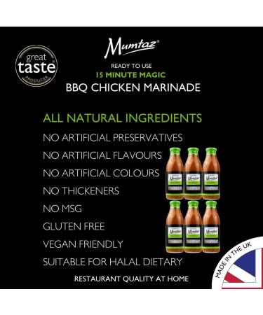 Mumtaz BBQ CHICKEN Marinade Sauce - Pack of 6x500g 15 Minute Magic Marinade Medium Spiced BBQ-Grill-Roast-Stir or Air fry All Natural Ingredients Gluten Free Vegan Friendly. - Buy Online on GoSupps.com