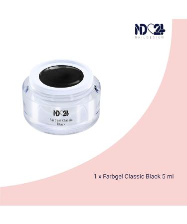 ND24 NAILDESIGN Color Gel - Studio Quality UV & LED Gel for Gelails Premium High Pigmentation Vegan Made in Germany - Classic Black (5ml) - Buy Online on GoSupps.com