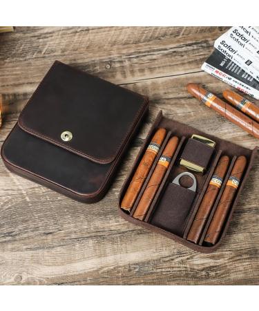 LYGA Real Leather Portable Cigar Humidor Men's Business Cigar Bag Portable Multi-Functional Cigar Bag 4 Cigar Storage Bag. - Buy Online on GoSupps.com