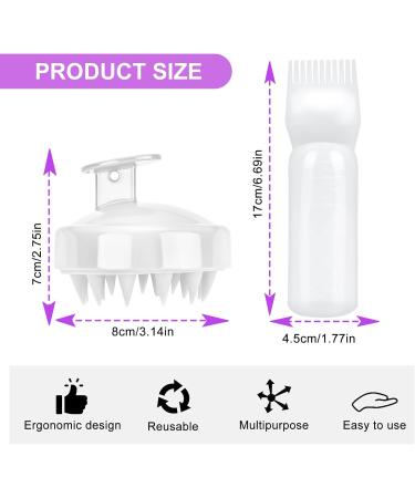 Premium White Hair Dye Applicator Bottle with Root Ridge Brush | Hair Oil Application & Head Massage Brush - Buy Online on GoSupps.com