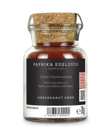 Ankerkraut Sweet Paprika Spice | Ground Red Paprika 70g in Cork Glass Premium Flavor for International Shipping - Buy Online on GoSupps.com