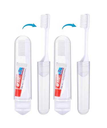DGUSO 2 piece travel toothbrush travel toothbrush travel toothbrush set travel toothbrush foldable camping toothbrush with soft bristles mini foldable with toothpastes for adults.