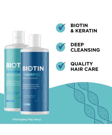 Biotin Volumizing Shampoo & Conditioner Set for Dry, Damaged Hair - Sulfate-Free with Biotin, Coconut Oil, Keratin - 8 Fl Oz (Pack of 2) - Buy Online on GoSupps.com
