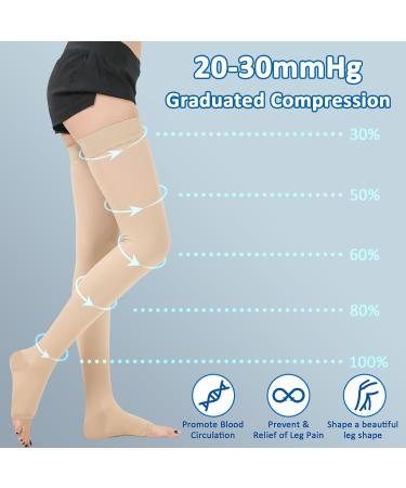 Buy Bella Medical Compression Stockings 20-30 mmHg for Men & Women | Thigh Support Edema Socks XXL Beige - Buy Online on GoSupps.com
