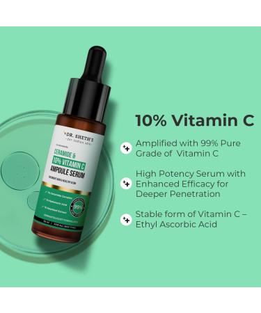 Ceramide & 10% Vitamin C Ampoule Serum. | Reduces Dullness & Dark Spots | Brightens & Repairs Skine. Barrier | For Beginners | 99% Pure Grade Vitamin C | All Skine. Types | 30 ml - Buy Online on GoSupps.com