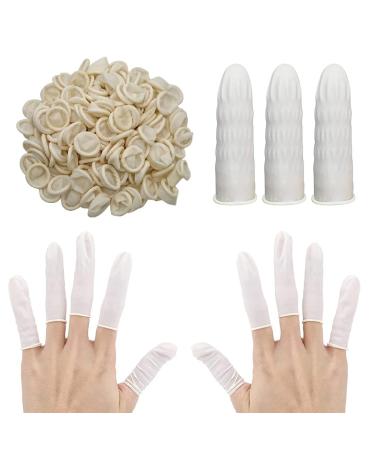 BEYEQCEZ Latex finger rings premium in size M 100 pieces disposable finger protection natural latex powderfree moisturerepellent fingers antistatic finger protection latex for cosmetics medicine