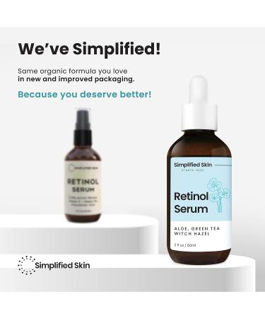 Retinol Serum 2.5% with Vitamin E, Hyaluronic Acid & Green Tea - Anti-Aging, Brightening | 2 oz Face & Eye Serum for Fine Lines, Wrinkles - Day & Night Formula by Simplified Skin - Buy Online on GoSupps.com