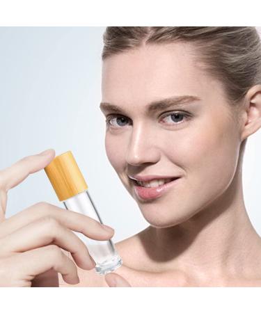 10ml Clear Refillable Glass Roll on Bottles 12pcs Set - Bamboo Roller Bottle for Essential Oils, Perfume Samples - Stainless Steel Roller Ball, Bamboo Cap - Buy Online on GoSupps.com