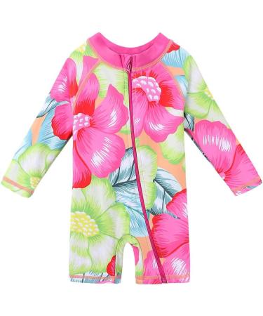 HUAANIUE Baby Girls Zipper Swimsuit UPF 50+ Sun Protection 0-6 Months | Greenhotpink Swimwear - Buy Online on GoSupps.com
