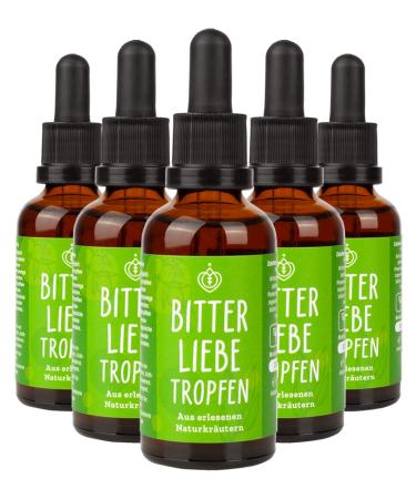 Bitterliebe original bitter fabrics drop 50ml from the lion's cave - high -dose bitter drops according to Hildegard von Bingen - Made in Germany - 5 Set