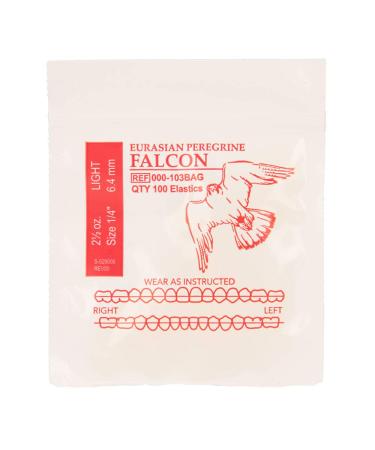 American Orthodontics Elastics Wildlife Falcon | Light 2.5 O 1/4 Size 100 Packs Per Box 10 000 Elastics | Made in The USA | Exacting Dimensions Precision Cutting Top Quality Latex Tubing 1/4 Light 2.5 Oz