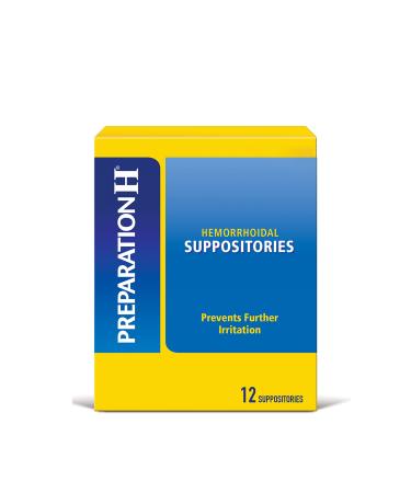 Preparation H Hemorrhoid Suppositories For Itching And Discomfort Relief - 12 Count (Pack of 1)