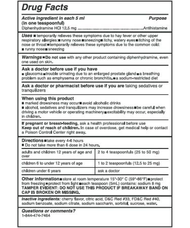 Buy Rising Health Allergy Relief Liquid Medicine for Kids | Diphenhydramine HCl 12.5mg - Cherry Flavor - 16 fl. oz - Relieve Runny Nose & Itchy Eyes - Buy Online on GoSupps.com