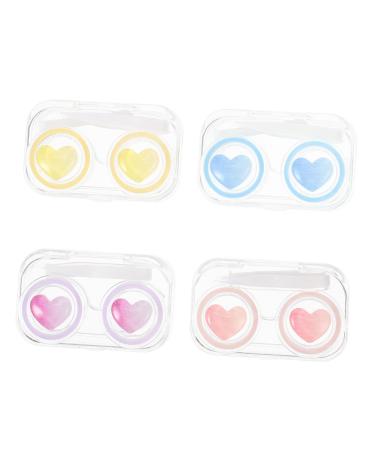 Homsfou 4er-Box Contact lens container Near solution Plastic stand Travel conditions for contact lenses container for contact lenses Glossy Make-up mirror case Cosmetics travel